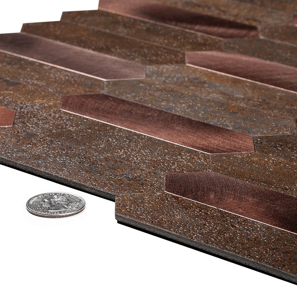 Copper 12x12 Honed Brick PVC Peel & Stick Tile (10 pack, 10 sq ft/case)