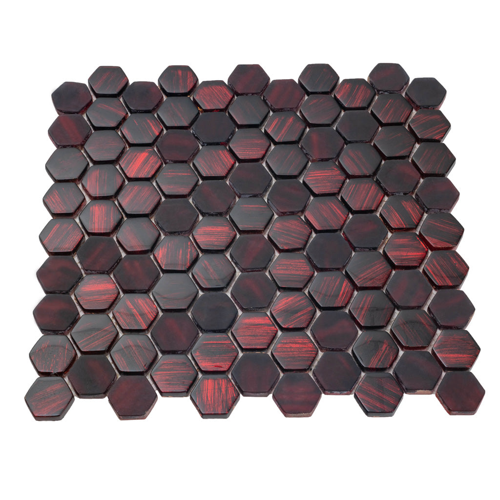 Berry Red 11x11 Glossy Matte Hexagon Glass Mosaic Tile (5 pack, 4.43 sq ft/case)