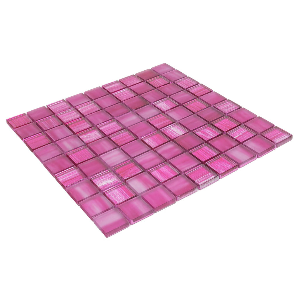 Fuchsia Pink 11x11 Glossy Matte Square Glass Mosaic Tile (5 pack, 4.43 sq ft/case)