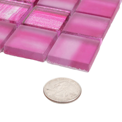 Fuchsia Pink 11x11 Glossy Matte Square Glass Mosaic Tile (5 pack, 4.43 sq ft/case)