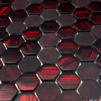 Berry Red 11x11 Glossy Matte Hexagon Glass Mosaic Tile (5 pack, 4.43 sq ft/case)