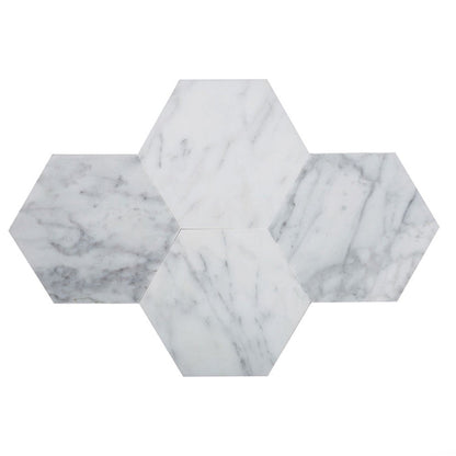 Carrara White 9x10 Honed Hexagon Marble Peel & Stick Tile (10 pack, 6.41 sq ft/case)