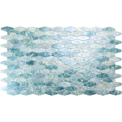 Aqua 11x12 Matte Elongated Hexagon Glass Mosaic Tile (10 pack, 8.6 sq ft/case) - Sample