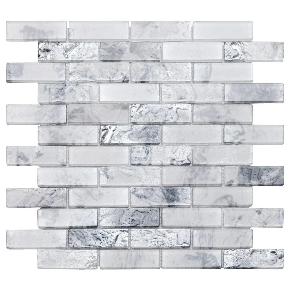 White 12x12 Matte Brick Glass Mosaic Tile (10 pack, 9.5 sq ft/case)
