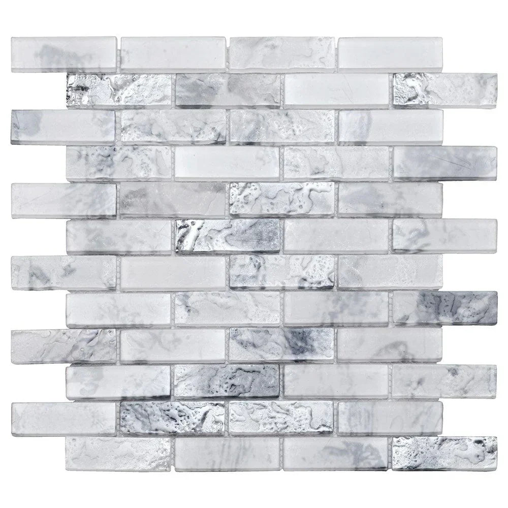 White 12x12 Matte Brick Glass Mosaic Tile (10 pack, 9.5 sq ft/case) - Sample