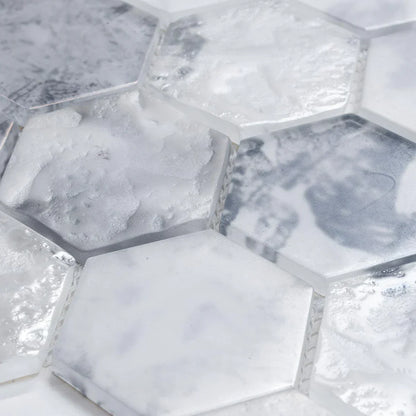 White 12x12 Matte Hexagon Glass Mosaic Tile (10 pack, 9.6 sq ft/case)