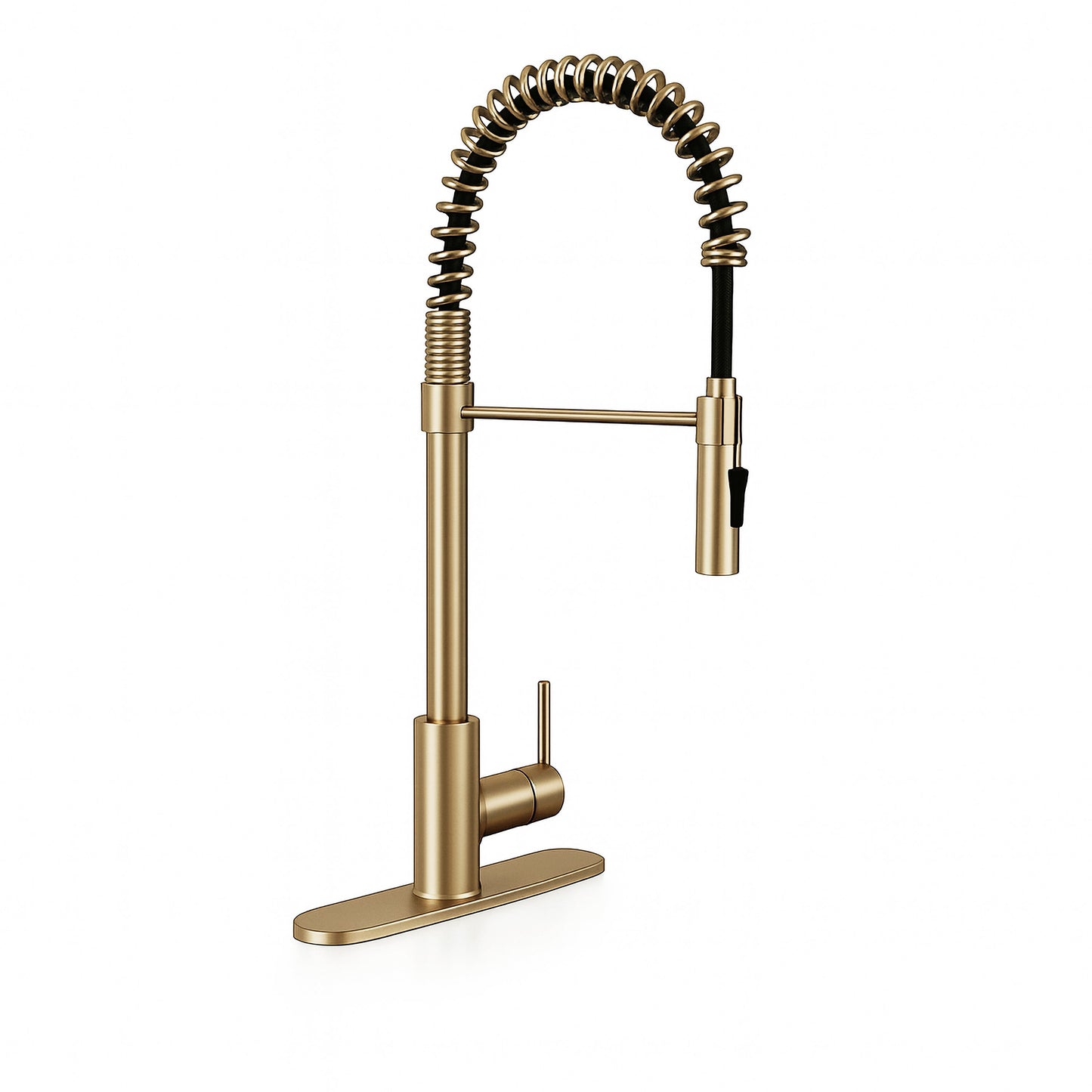 MSI 1-HANDLE PULL-DOWN SPRAYER KITCHEN FAUCET WITH DECKPLATE - 804 GOLD