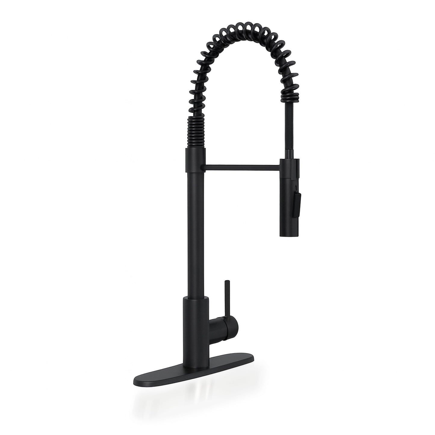 MSI 1-HANDLE PULL-DOWN SPRAYER KITCHEN FAUCET WITH DECKPLATE - 804 MATTE BLACK