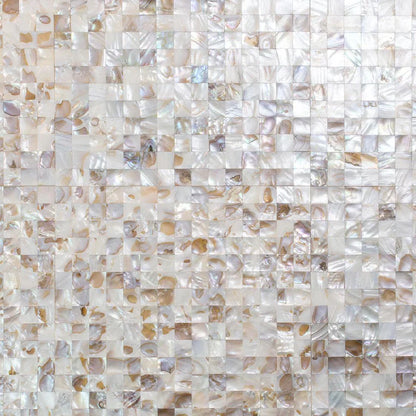 White Beige 12x12 Polished Square Shell Mother of Pearl Mosaic Tile (20 pack, 19.34 sq ft/case) - Sample