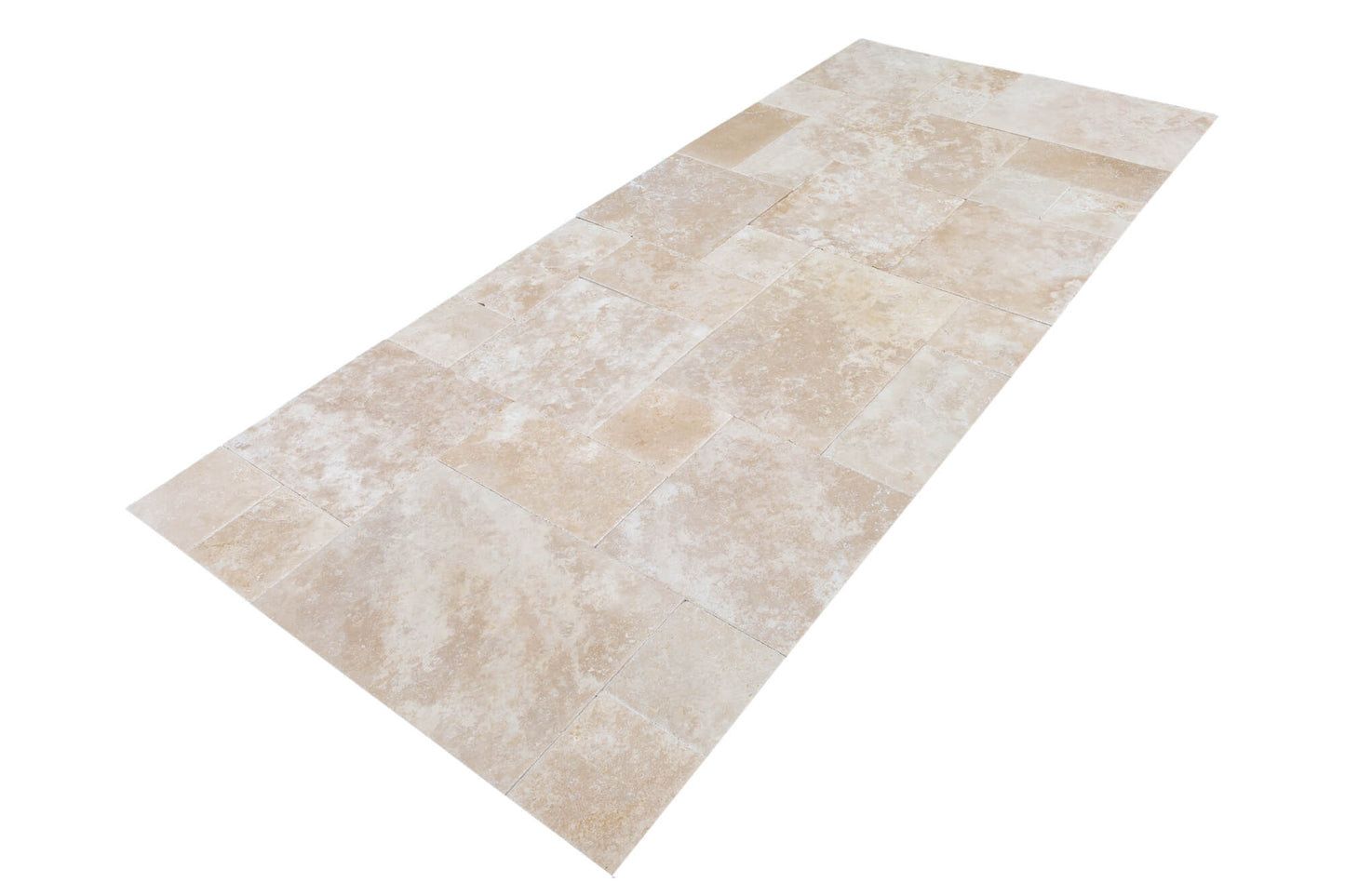 Denizli Beige Antique Travertine Tile – French Pattern Set, Brushed & Chiseled Finish, Full Truckload