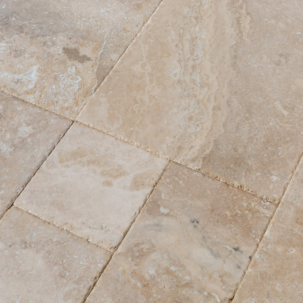 Mina Rustic Antique Travertine Tile – French Pattern Set, Full Truckload