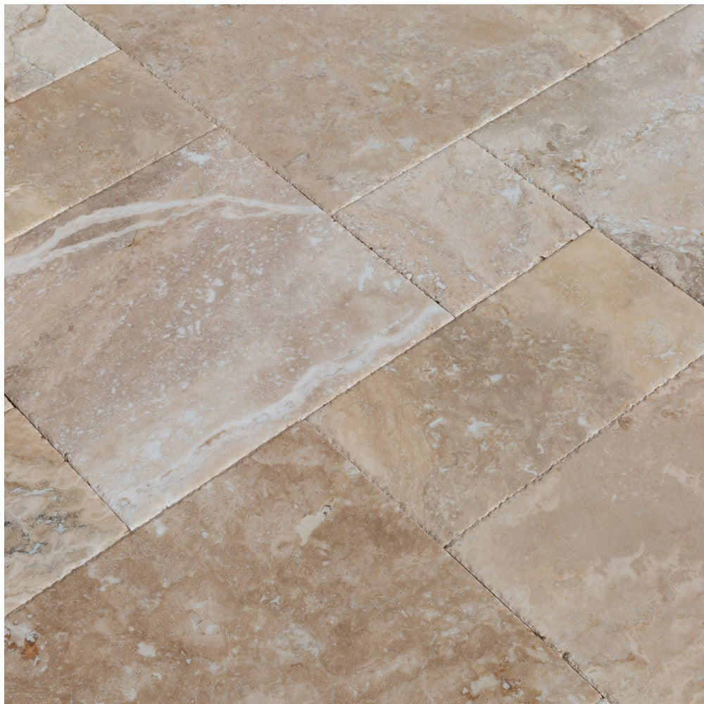 Mina Rustic Antique Travertine Tile – French Pattern Set, Full Truckload