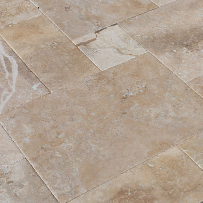 Mina Rustic Antique Travertine Tile – French Pattern Set, Full Truckload