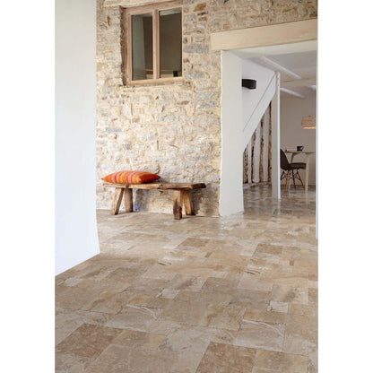 Mina Rustic Antique Travertine Tile – French Pattern Set, Full Truckload
