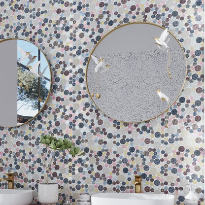 Multicolor 12x12 Glossy Textured Bubble Glass Resin Mosaic Tile (5 pack, 5 sq ft/case)