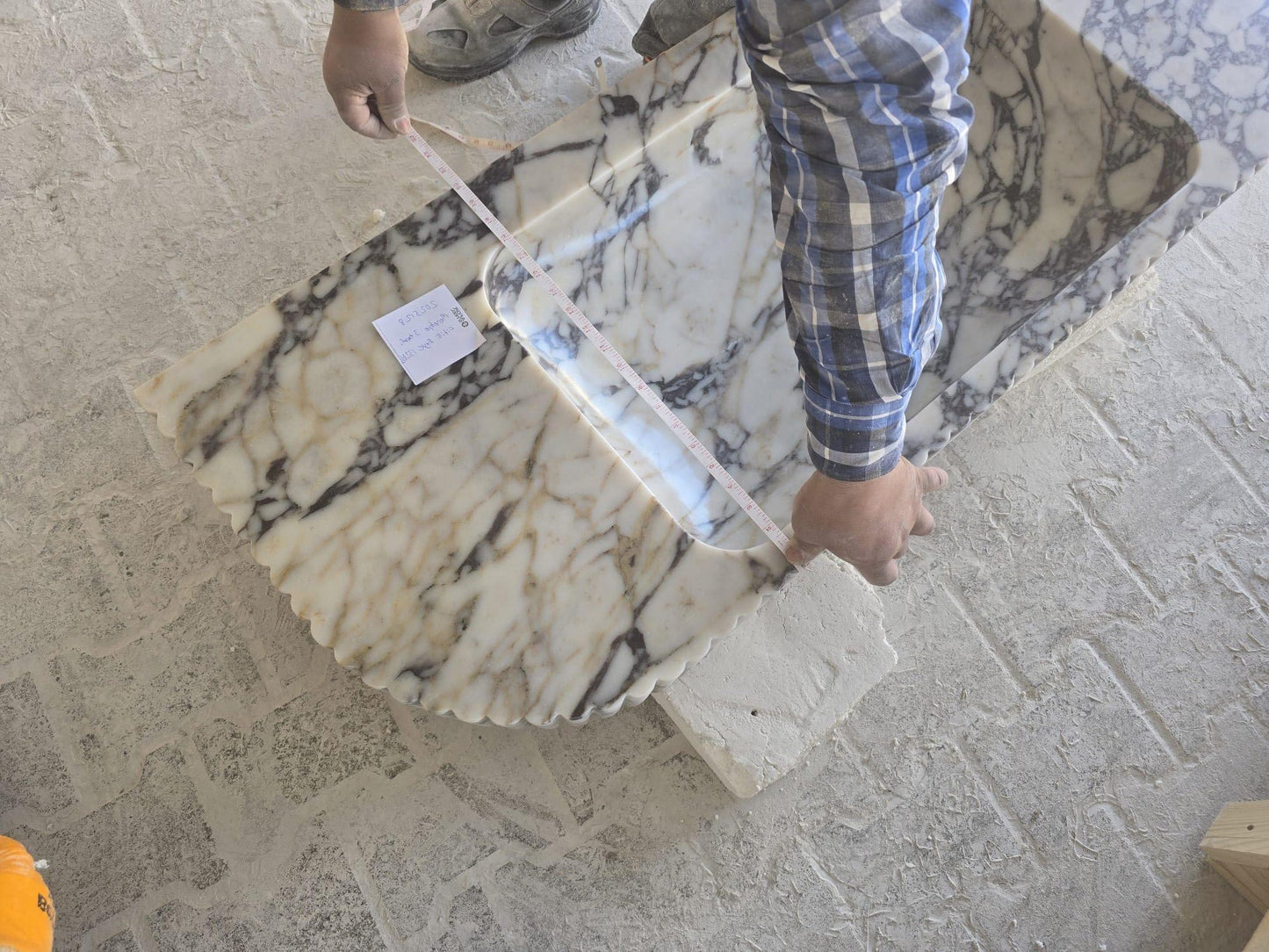 Calacatta Viola Marble Wall-mount Bathroom Vanity carved from Solid Block (W)20" (L)52"