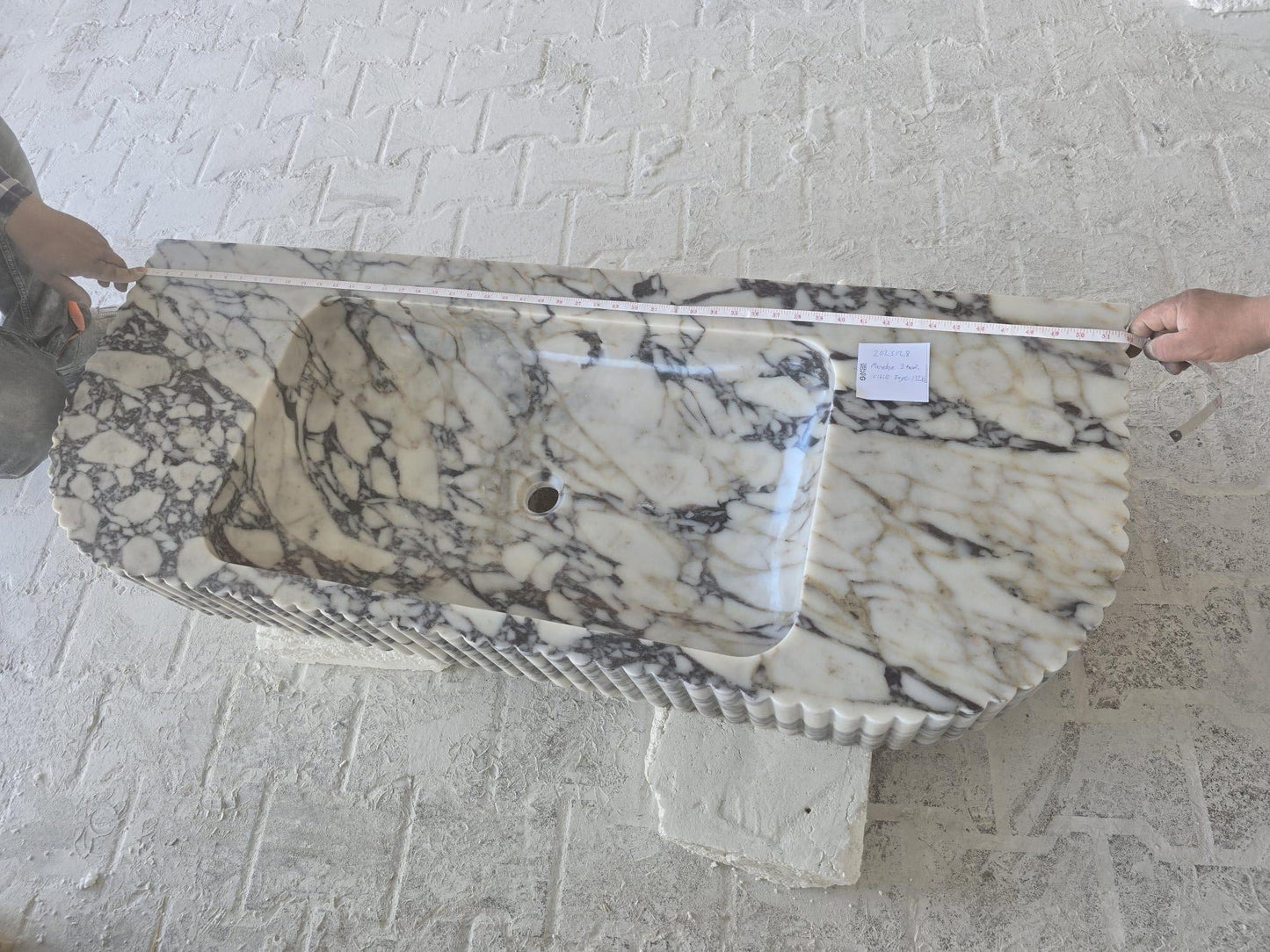 Calacatta Viola Marble Wall-mount Bathroom Vanity carved from Solid Block (W)20" (L)52"