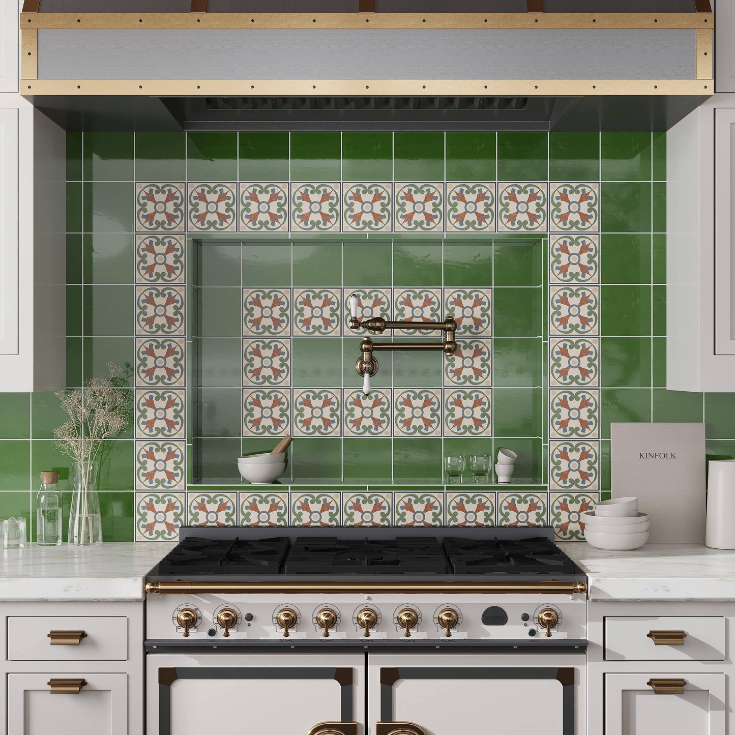 Deep Forest Green 6x6 Glossy Square Porcelain Tile (19 pack, 4.65 sq ft/case) - Sample