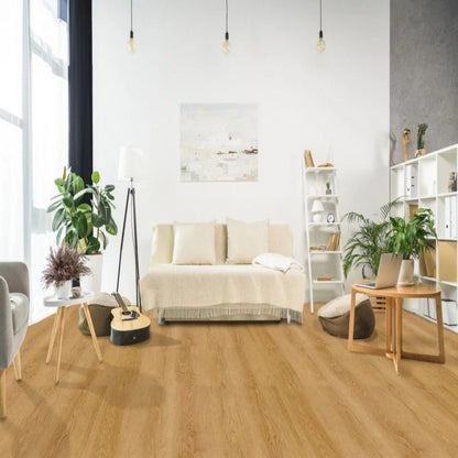 Stricta 22mil Heavy Duty Wear Layer SPC Vinyl Rigid Core 5.08mm Thick, 1mm IXPE Sound P - Pine Collection living room view
