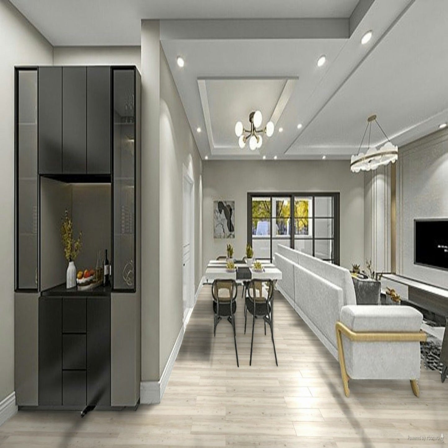 Phallo 22mil Heavy Duty Wear Layer SPC Vinyl Rigid Core 5.08mm Thick, 1mm IXPE Sound P - Pine Collection living room view
