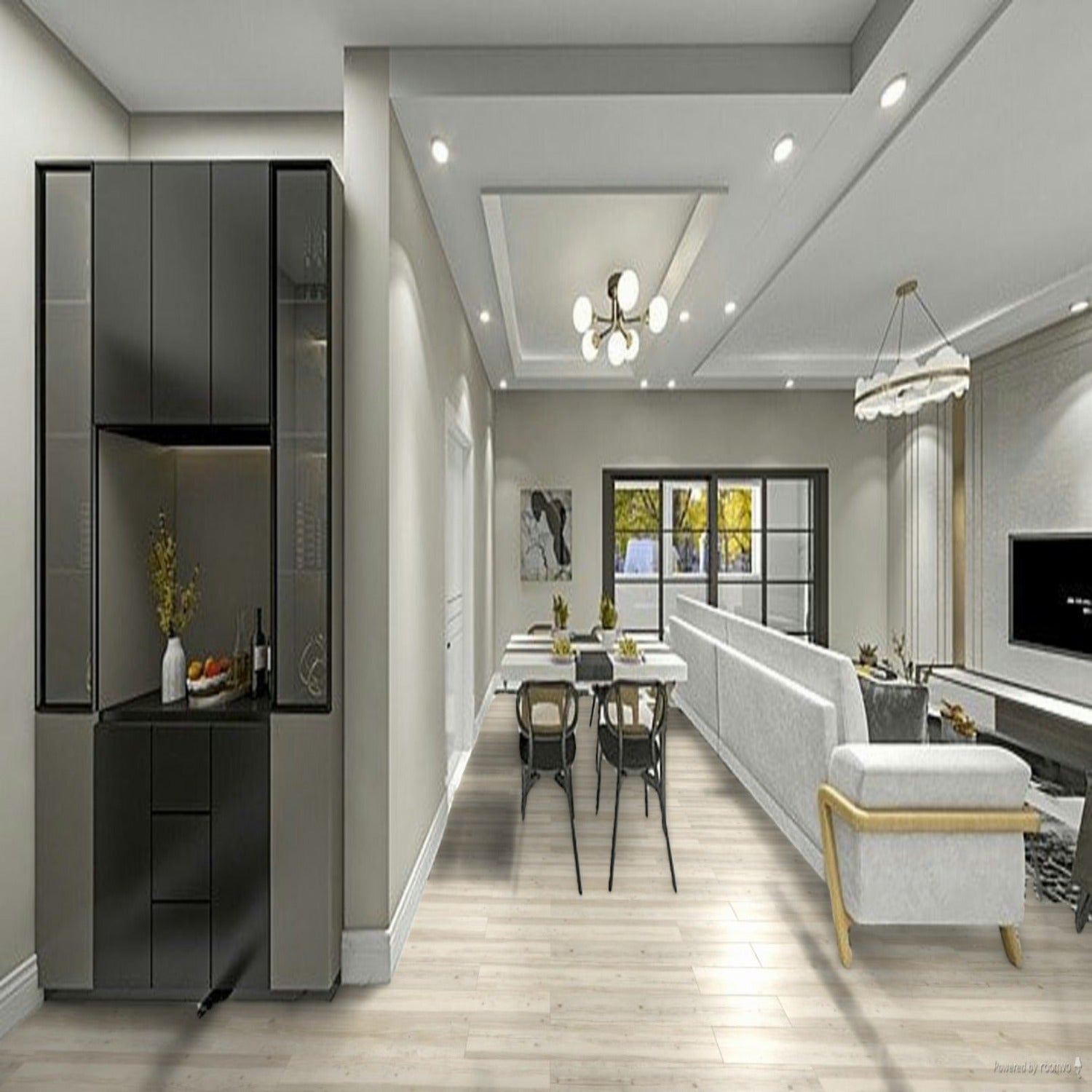 Phallo 22mil Heavy Duty Wear Layer SPC Vinyl Rigid Core 5.08mm Thick, 1mm IXPE Sound P - Pine Collection living room view
