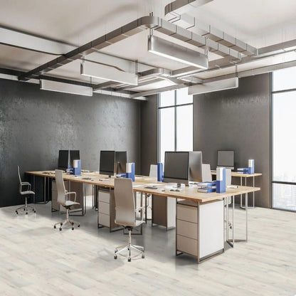 Fensis 22mil Heavy Duty Wear Layer SPC Vinyl Rigid Core 5.08mm Thick, 1mm IXPE Sound P - Pine Collection office view