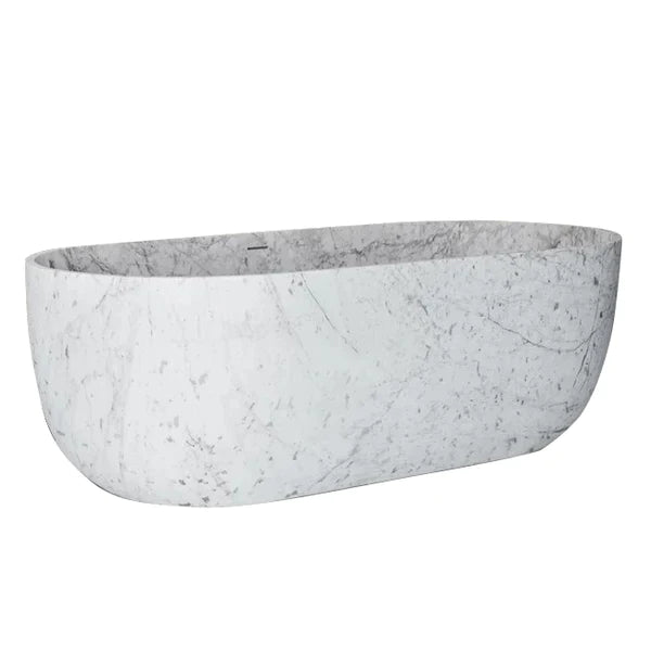 Statuario White Marble Bathtub Hand-carved from Solid Marble Block (W)32" (L)67" (H)20"