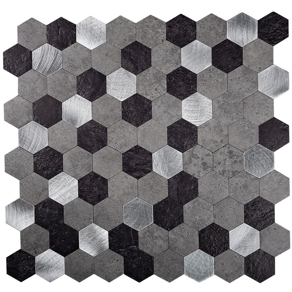 Silver 11x11 Honed Hexagon PVC Peel & Stick Tile (10 pack, 8.79 sq ft/case) - Sample