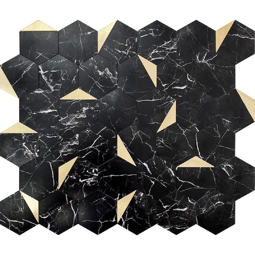 Black Gold 12x12 Honed Hexagon PVC Peel & Stick Tile (10 pack, 8.3 sq ft/case)