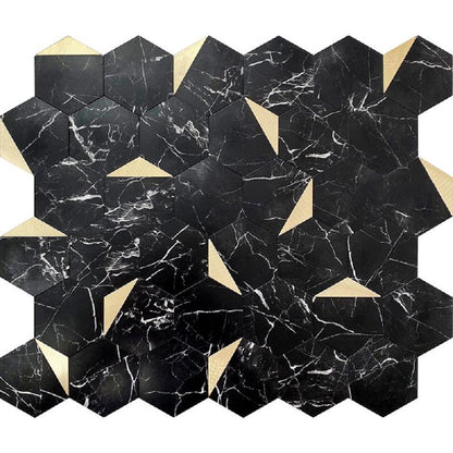 Black Gold 12x12 Honed Hexagon PVC Peel & Stick Tile (10 pack, 8.3 sq ft/case)