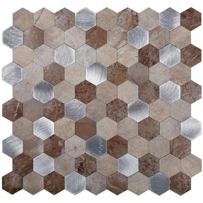 Beige 11x11 Honed Hexagon PVC Peel & Stick Tile (10 pack, 8.79 sq ft/case)