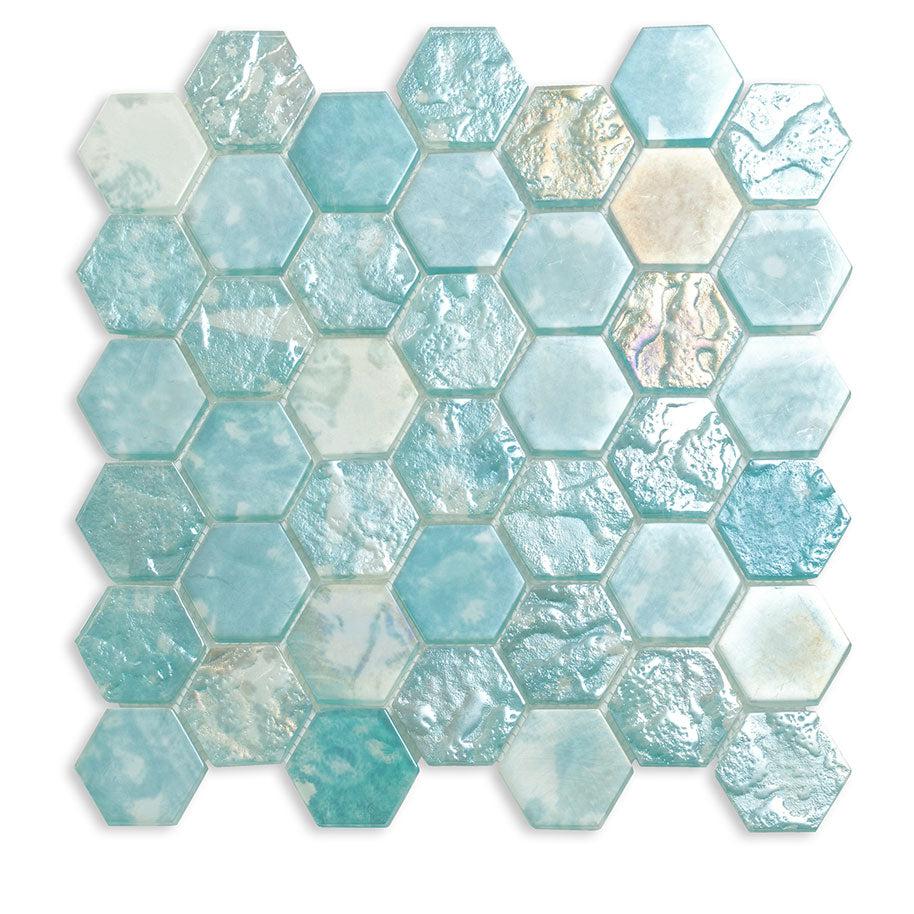 Aqua 12x12 Matte Hexagon Glass Mosaic Tile (10 pack, 9.6 sq ft/case)
