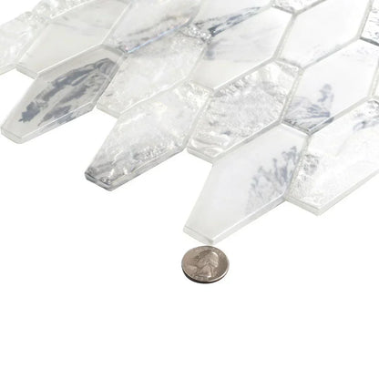 White 11x12 Matte Elongated Hexagon Glass Mosaic Tile (10 pack, 8.6 sq ft/case) - Sample