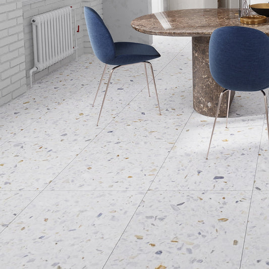 White Gold 24x24 Honed Square Terrazzo Large Format Tile (2 pack, 7.75 sq ft/case)