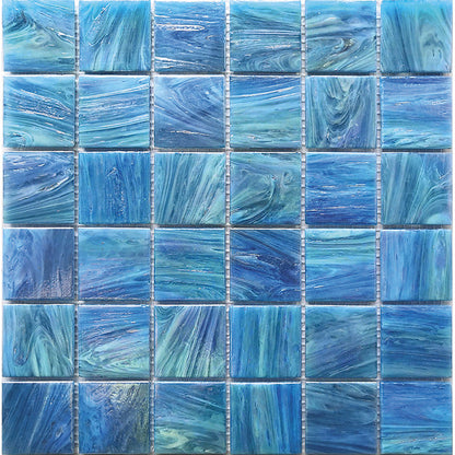 Denim Blue 12x12 Glossy Uniform square Glass Mosaic Tile (10 pack, 10 sq ft/case)