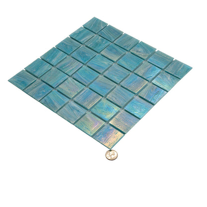 Light Teal Blue 12x12 Glossy Uniform square Glass Mosaic Tile (10 pack, 10 sq ft/case) - Sample