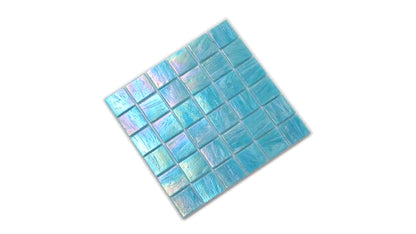 Light Teal Blue 12x12 Glossy Uniform square Glass Mosaic Tile (10 pack, 10 sq ft/case) - Sample