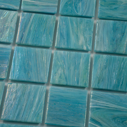 Light Teal Blue 12x12 Glossy Uniform square Glass Mosaic Tile (10 pack, 10 sq ft/case) - Sample