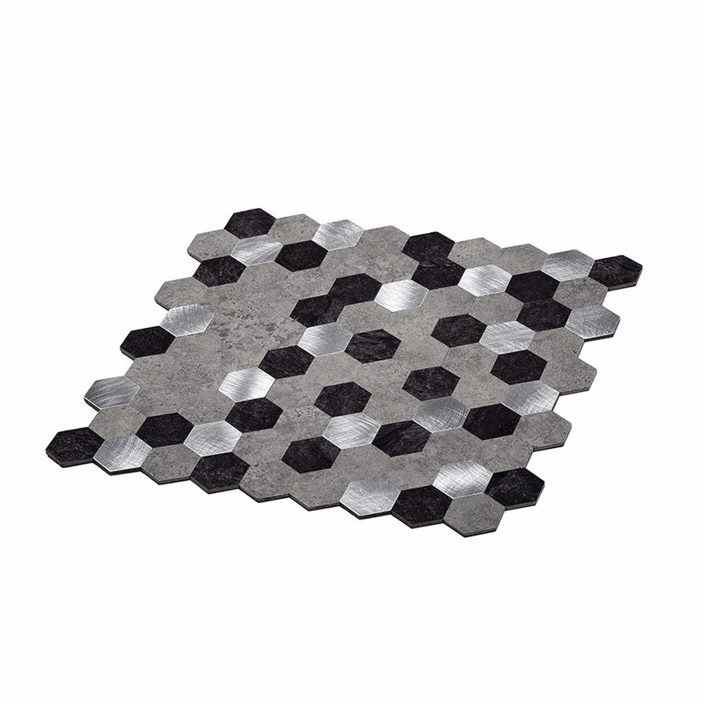 Silver 11x11 Honed Hexagon PVC Peel & Stick Tile (10 pack, 8.79 sq ft/case) - Sample
