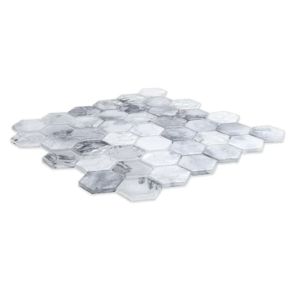 White 12x12 Matte Hexagon Glass Mosaic Tile (10 pack, 9.6 sq ft/case) - Sample