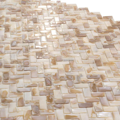 White Beige 11x11 Polished Herringbone Shell Mother of Pearl Mosaic Tile (20 pack, 16.19 sq ft/case)