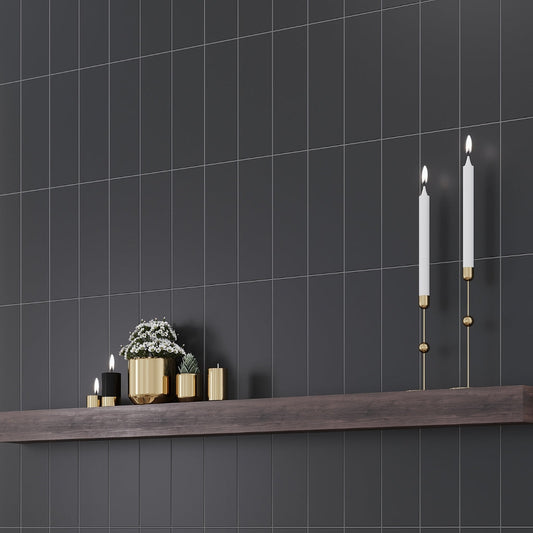 Black 4x12 Polished Ceramic Subway Tile (34 pack, 10.4 sq ft/case)