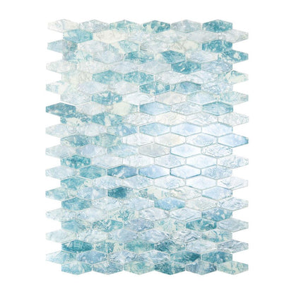 Aqua 11x12 Matte Elongated Hexagon Glass Mosaic Tile (10 pack, 8.6 sq ft/case)