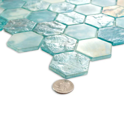 Aqua 12x12 Matte Hexagon Glass Mosaic Tile (10 pack, 9.6 sq ft/case) - Sample