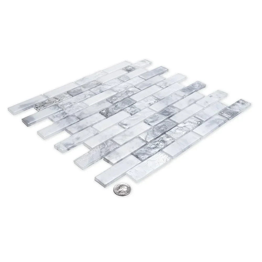 White 12x12 Matte Brick Glass Mosaic Tile (10 pack, 9.5 sq ft/case) - Sample