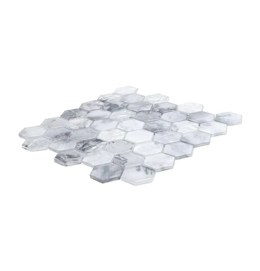 White 12x12 Matte Hexagon Glass Mosaic Tile (10 pack, 9.6 sq ft/case) - Sample
