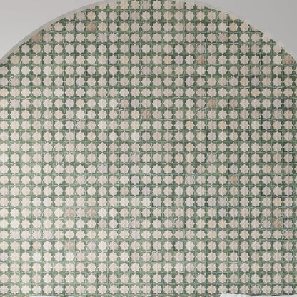 Russian Green Beige 12x22 Matte Glossy Rectangle with Star Details Porcelain Large Format Tile (7 pack, 13.03 sq ft/case)
