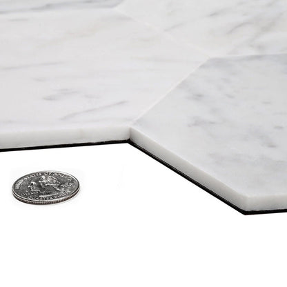 Carrara White 9x10 Honed Hexagon Marble Peel & Stick Tile (10 pack, 6.41 sq ft/case)