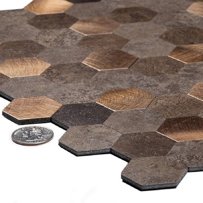 Gold 11x11 Honed Hexagon PVC Peel & Stick Tile (10 pack, 8.79 sq ft/case)