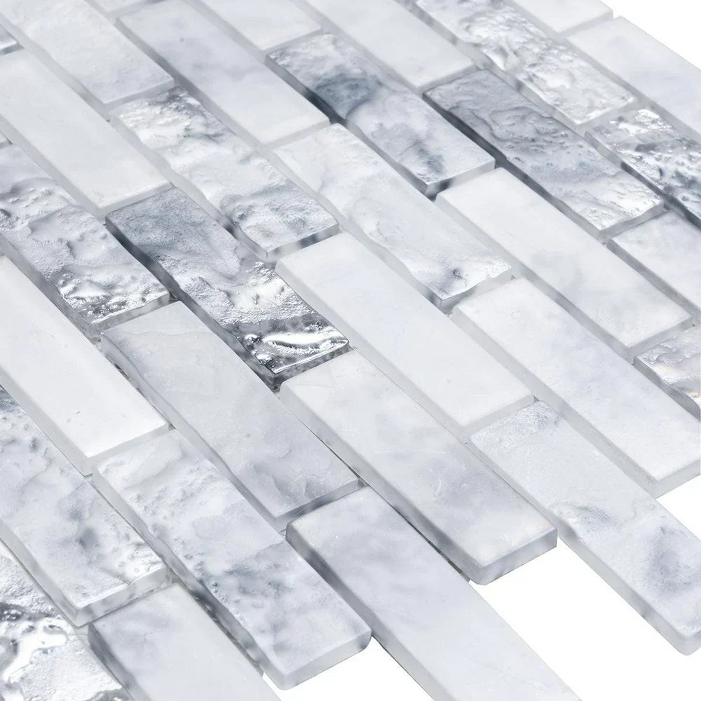White 12x12 Matte Brick Glass Mosaic Tile (10 pack, 9.5 sq ft/case) - Sample